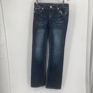 Zanadi Boot Cut EMbellished  Flap Pocket Jeans 7/8